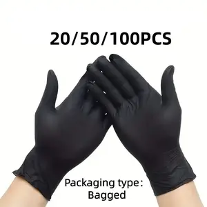 20/50/100PCS Black Disposable PVC Gloves, Suitable For Home Use, Cleaning, Tattooing, Tools, Household Box Set, And Salon special