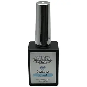 MG Mary Galarza Diamond TopCoat Gel Finish Nail System 15ml - UV LED Soak Off Formula Polish Manicure Cosmetic