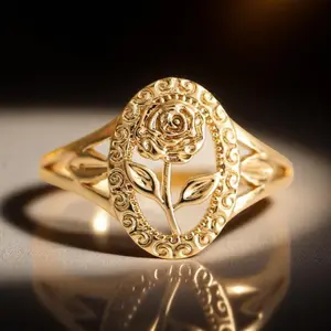 1PC Light Luxury Court Style Women's Ring: Hollow Rose Design Round Index Finger Ring for Daily Wear and Festive Gifts