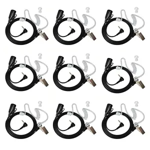 YNIBST 2.5mm 1 Pin Walkie Talkies Radio, Audio, Clear Acoustic Tube Earpiece for Motorola Talkabout T100 T107 T200 T260 T280 T400 T460 T600 H2O MH230R MT350R, Covert Surveillance Headset with PTT Mic for Police Security and Law Enforcement Use(9 Pack)