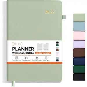 2026-2027 Weekly & Monthly Hardcover Planner 5.5" x 8.3" - 12 Month (July 2026 - June 2027), Small Academic Year Calendar Planner, Pocket, Notes, 100 GSM Paper, Sage Green