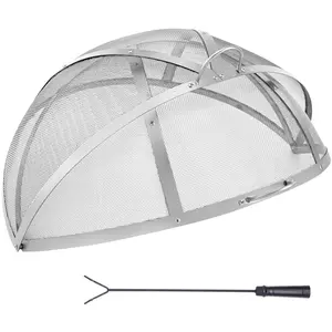 VEVOR Firepit Spark Screen Lid, Summervibes,Summervibes, 36" Diameter, Outdoor Firepit Ring Cover Round Accessories, Fire Pit Metal Cover, Easy-Opening Stainless Steel Fire Ring Covers for Outdoor Patio Fire Pits Backyard