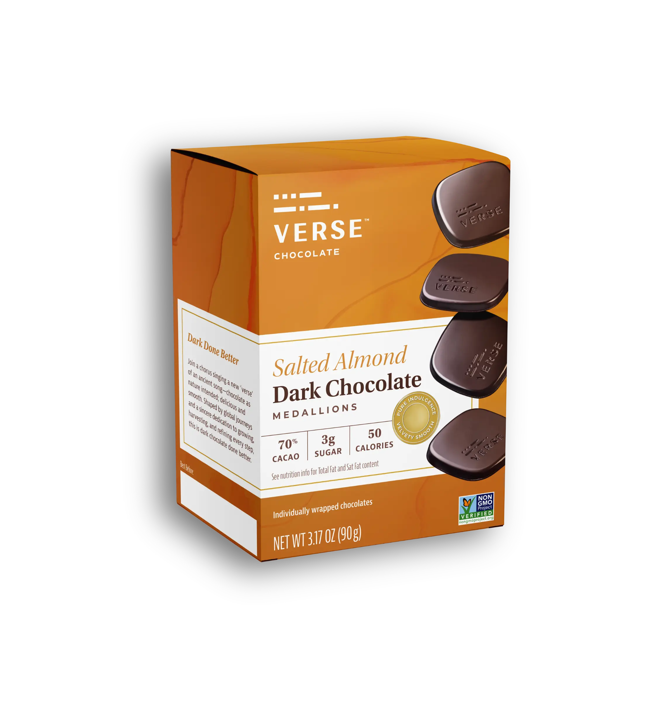 Salted Almond 70% Dark Chocolate Squares