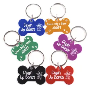 Customizable Laser Engraved Metal Bone Shape Pet Tags or Keychains - Personalized Pet Accessories