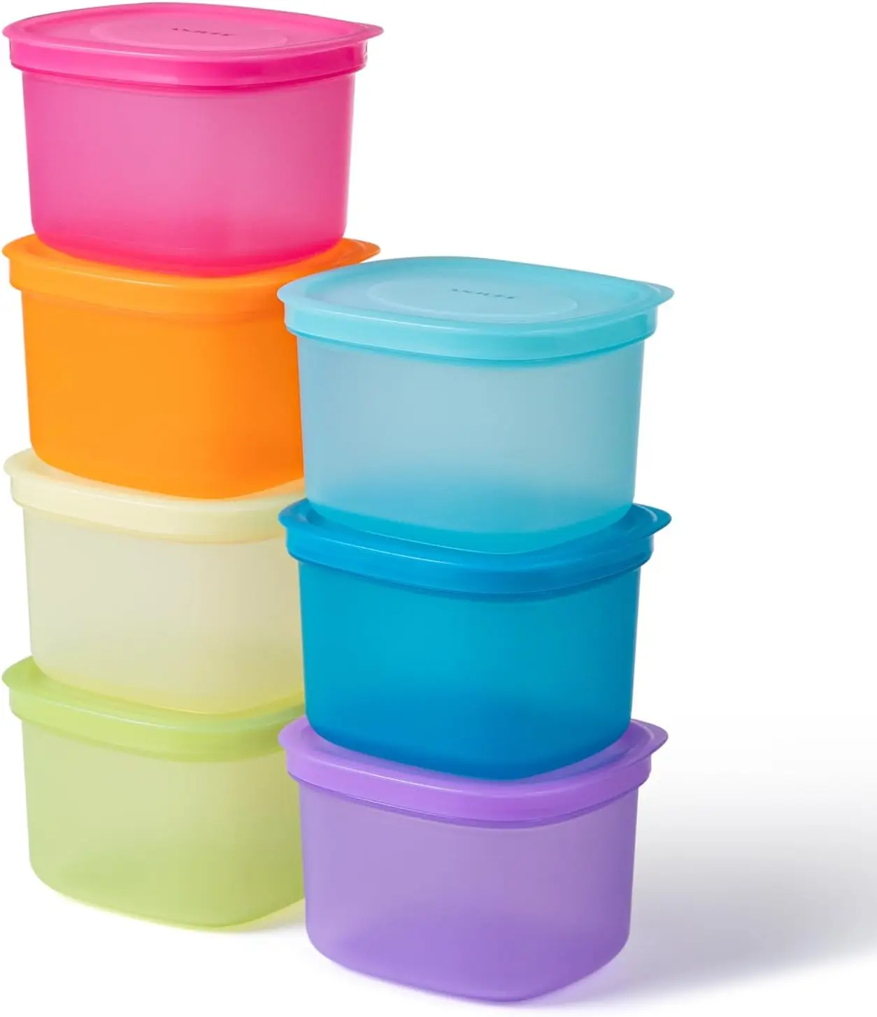 ANJUKE 7-Pack Reusable Plastic Meal Prep Containers (500ml/17oz) with Lids - Durable Food Storage Utensils, Bento Kit Food Storage for Portion Control, School Lunches, Microwave/Freezer Safe Stackable Oatmeal Cups