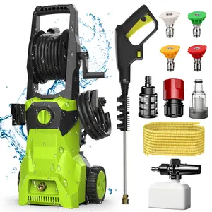 【FathersDayGift】2100PSI 1.25GPM  High  Electric Pressure WasherElectric Pressure Washer 1500W, Power Cleaner with 4 Nozzles, Foam Cannon, 16m Hose, Multiple Water Inlet Options for Car, Driveway, Patio, Fence & Garden Cleaning