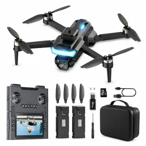 Foldable Portable Rechargeable RC Quadcopter Drone with 1080P Camera, 4.3″ HD Screen Controller, Brushless Motor, Obstacle Avoidance, Optical Flow, 2 Batteries – Ideal for Beginners & Adults