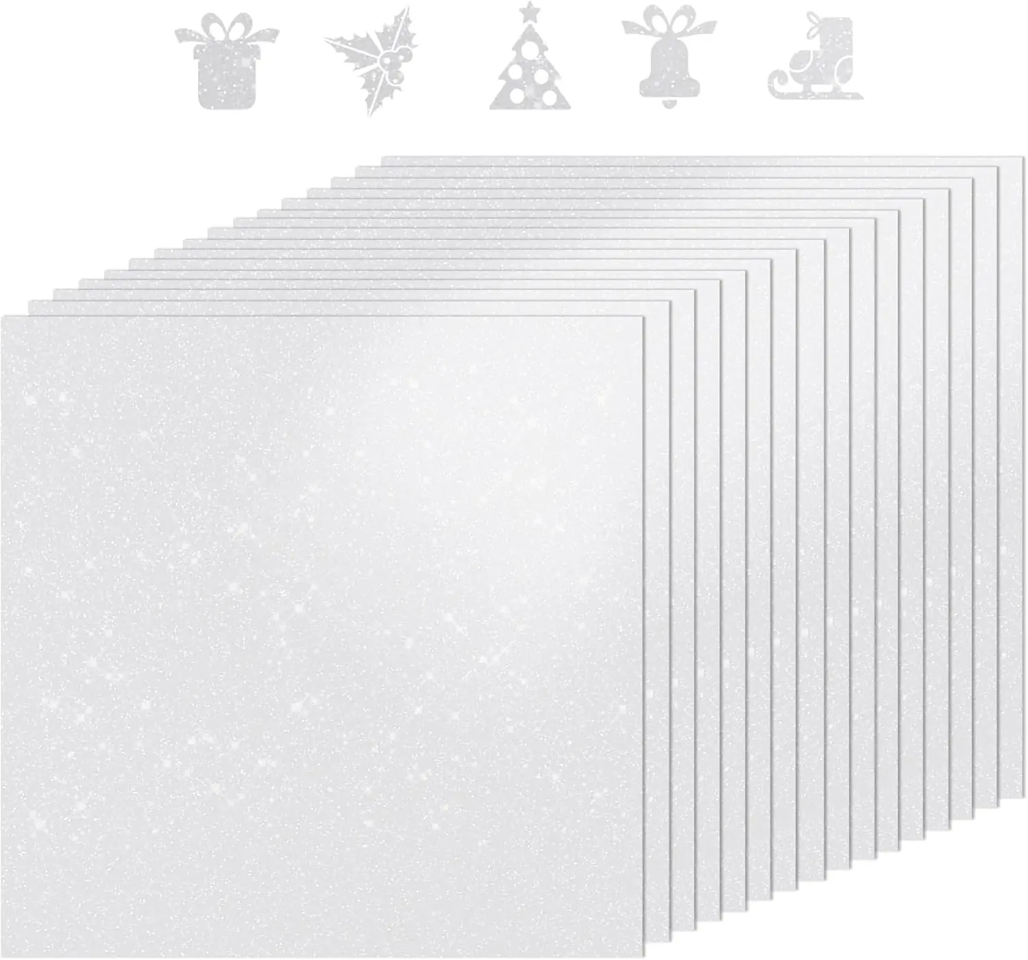 12x12inch Glitter Cardstock, White Glitter Paper for Crafts, Graduation Grad Cap Decoration, 250GSM Premium Sparkly Scrapbook Paper for Cricut, Card Making, DIY Art Projects(15 Sheets)