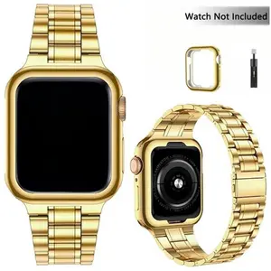 Solid Stainless Steel Watch Band, Smart Watch Band for Apple Watch Series 9 8 7 6 5 4 3 2 SE, Fashion Wearable Accessories