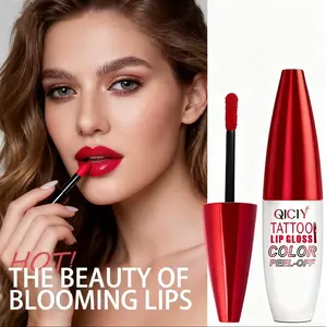4-Color Peel-Off Tattoo Lip Gloss - Long-Lasting Pigmented Lip Tint for Autumn Red Lips, Plump & Alluring Makeup, Must-Have Beauty Product