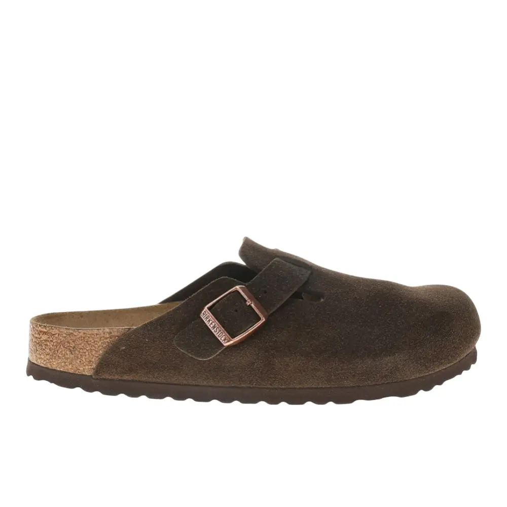 BIRKENSTOCK Womens Boston Soft Footbed Suede Leather Clogs Casual - Brown