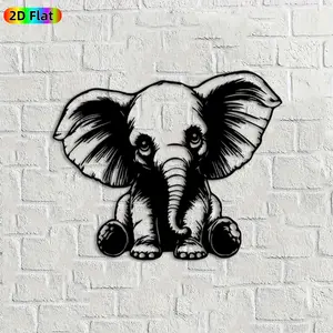 1pc Baby Elephant Metal Wall Art, Adorable Baby Elephant Statue Mural, Ideal Gift for New Year, Easter, Animal Decor Enthusiasts, Rust-Resistant Metal Wall Decor Wall Sculptures,  Unique Home Decor for Wildlife Enthusiasts