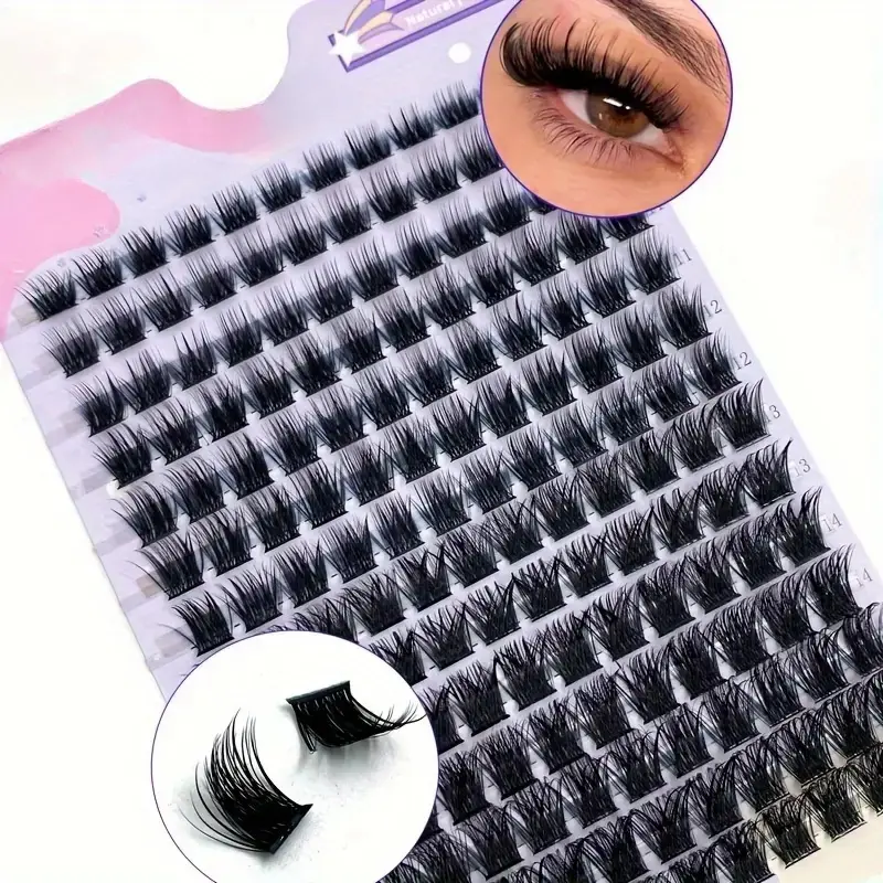 168pcs Faux Mink Cluster Eyelashes, 0.07mm D Curl and Mixed Lengths for Natural Look, Hypoallergenic and Reusable Eyelashes, Fluffy Eyelashes Cluster, Cosmetic Eyelash Extensions, Cosmetic False Lashes