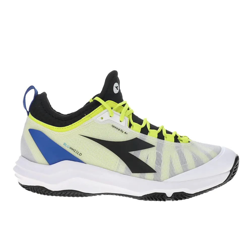 diadora Mens Speed Blushield Fly 4 Plus Clay Tennis Sneakers Shoes - White, Yellow