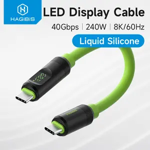 Hagibis USB C Fast Charger Cable With LED Display PD 240W 40Gbps 8K/60Hz High Definition Video Transmission Video Cord Compatible with Thunderbolt 4/3 For iPhone 16/15 Pro iPad Pro MacBook HUAWEI Mate 60/60 Pro