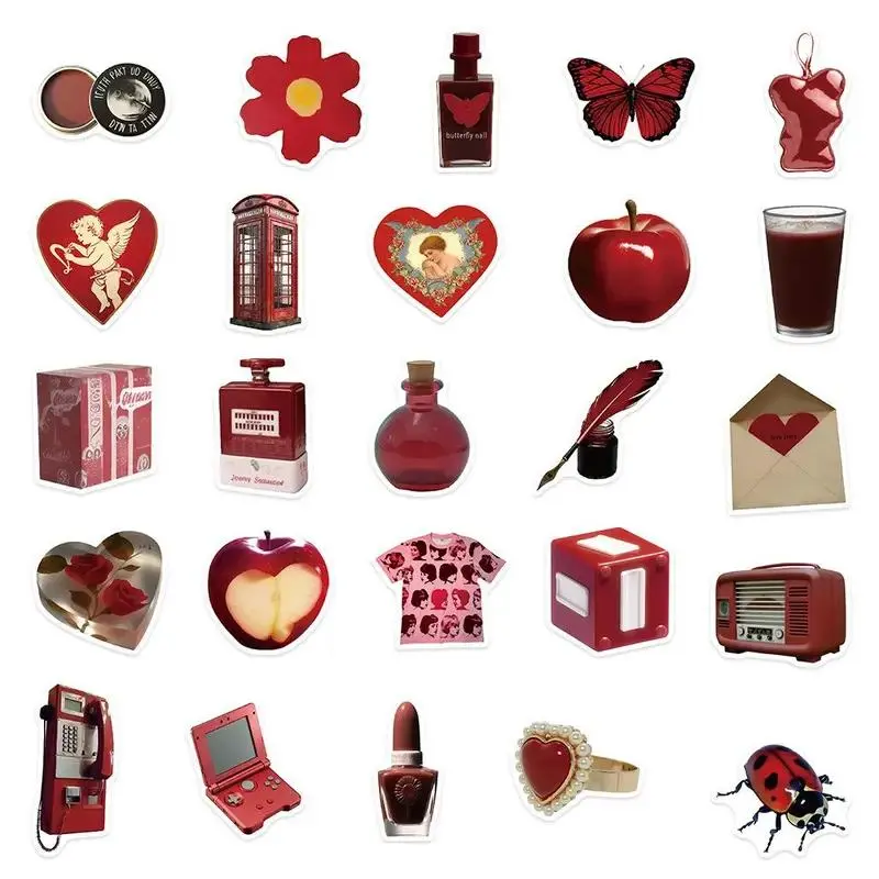 Vintage Retro Vinyl Waterproof DIY Graffiti Art Decal Pack - 50pcs Office Stationery Labels & Stickers for Water Bottle, Laptop (Decorative Collage)