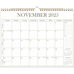 Calendar 2026 - Wall Calendar from November 2025 - June 2027, 20 Months Calendar 2026-2027 with  Paper, -Wire Binding & Hanging Hook, 12" x 14.5", Golden