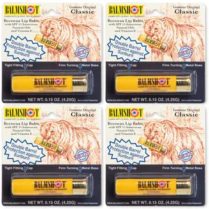 BALMSHOT Classic Lip Balm 4-PACK - $5.50 each (SAVE 15%) - All the BALMSHOT at a better price - Made in the USA - SPF 15, All-natural ingredients, Aloe, Moisturizing, Perfect Gift