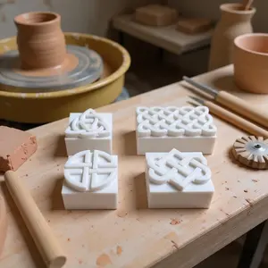 4pcs Celtic Style Clay Seal, Pottery Clay Stamps, Suitable for DIY Projects, Holiday Craft Materials, Holiday Handicrafts, Creative Projects, Art Stamps, Geometric Designs, High-quality Clay, Durable