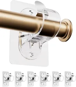 Antimbee 8 PCS Transparent Curtain Rod Bracket, No Drilling Adhesive Curtain Rod Holders for Max 1.3in Rods, 18lbs Load Capacity Hangers for Bathroom, Living Room, Kitchen, TPZJ811 summerwins,summerwins