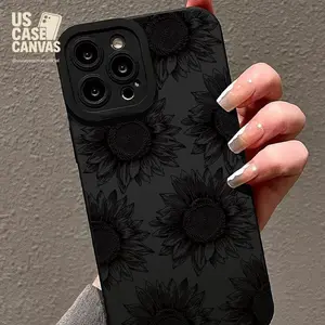 Dark sunflower graphic phone casefor iPhone 16 pro max 15 Pro 14plus 13 12 11 x/Xs xsmax silicone back cover smartphone accessories shockproof anti-slip soft TPU phone protective cover phone accessory slim clear iPhone 15 casetify iPhone case Pro Max s