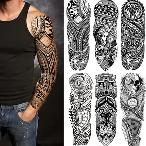 Fake Totem Sleeve Tattoos Stickers 6-Sheet Full Arm Tribal Totem Temporary Tattoos Sleeves for Adult Kids Women Makeup sticker tattoo sleeve rising sun tattoo