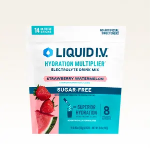 Liquid I.V. Sugar-Free Hydration Multiplier - Strawberry Watermelon - Hydration Powder Packets | Electrolyte Powder Drink Mix | Convenient Single-Serving Sticks | 8 Vitamins & Nutrients | 1 Pack (14 Servings)