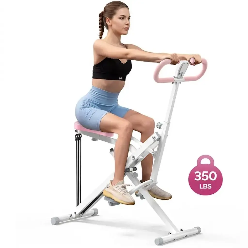 2-in-1 Squat Rowing Machine, Foldable Home Gym Equipment for Full-Body Workout, Heavy-Duty Glute Trainer with Adjustable Resistance, 350 LBS Capacity, LCD Monitor, Sturdy, Compact Exercise Device Rowing Machines, Built-In Lcd Monitor, Efficient Home Worko