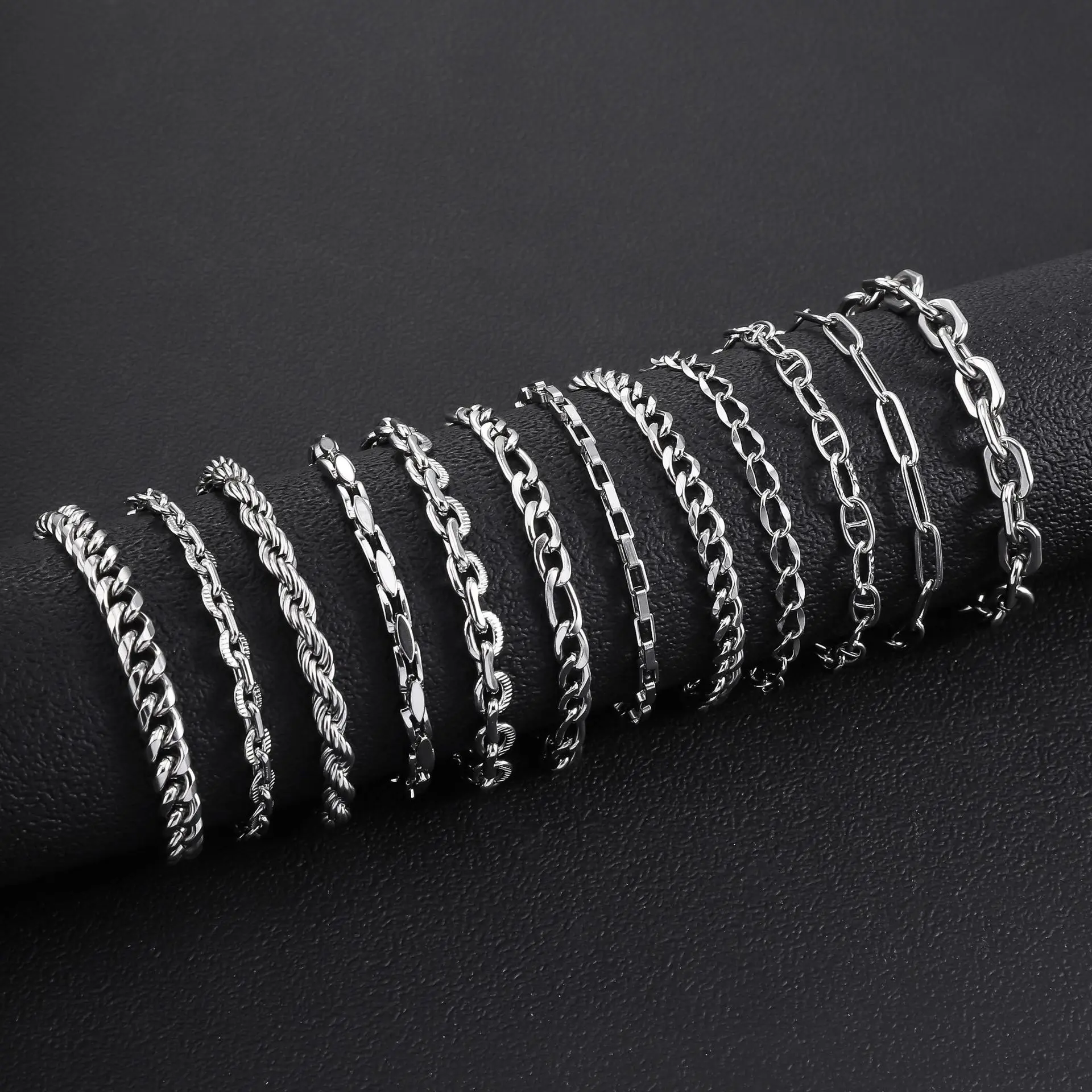 Stainless Steel Chain Bracelet - Non Tarnish Men's Jewelry, Assorted Styles (Cuban, Rope, Figaro, Paperclip Links) Unisex Gift for Men, Women, Non Tarnish Jewelry