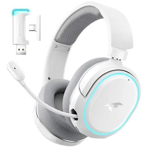 Picun G2 Wireless Gaming Headset for PC PS5 PS4 Mac Switch, 7.1 Surround Sound 100-Hr Playtime 2.4Ghz USB Gaming Headphones, Bluetooth 5.4 & Type-C, ENC Noise Canceling Mic, RGB Light, Ideal for FPS RPG Gamers