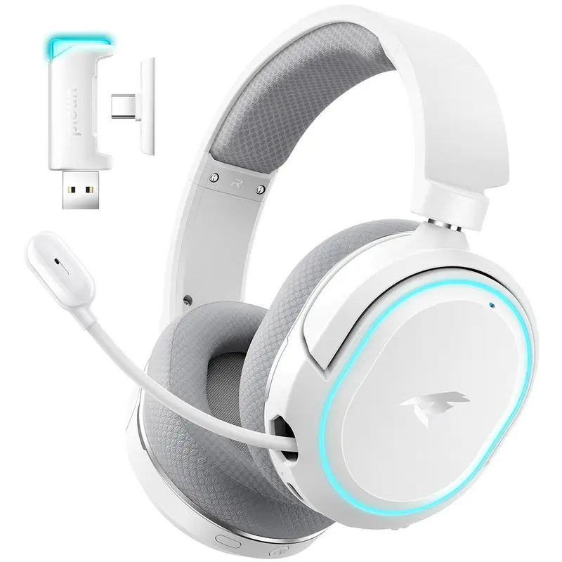 Picun G2 Wireless Gaming Headset for PC PS5 PS4 Mac Switch, 7.1 Surround Sound 100-Hr Playtime 2.4Ghz USB Gaming Headphones, Bluetooth 5.4 & Type-C, ENC Noise Canceling Mic, RGB Light, Ideal for FPS RPG Gamers