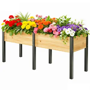 【mothersdaygift】Lilypelle Wooden/Metal Raised Garden Bed with Legs, Elevated Reinforced Large Planter Box for Vegetable Flower Herb Outdoors, Beam and Column Structure, Unmatched Strength Outlast