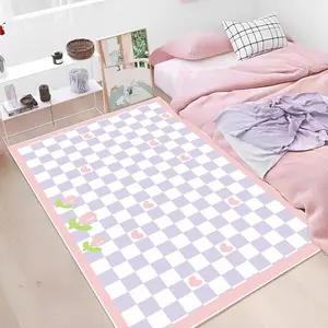 Cute Plaid Pattern Carpet, Non-slip Soft Floor Mat, Decorative Area Rug for Home Living Room Bedroom, Bedside Rug, Checkered Rug, Room Decor