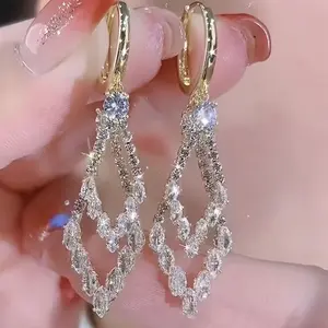 Elegant & Luxurious Cubic Zirconia Precious Stone Dangle Earrings for Women - Perfect for Parties & Gifts