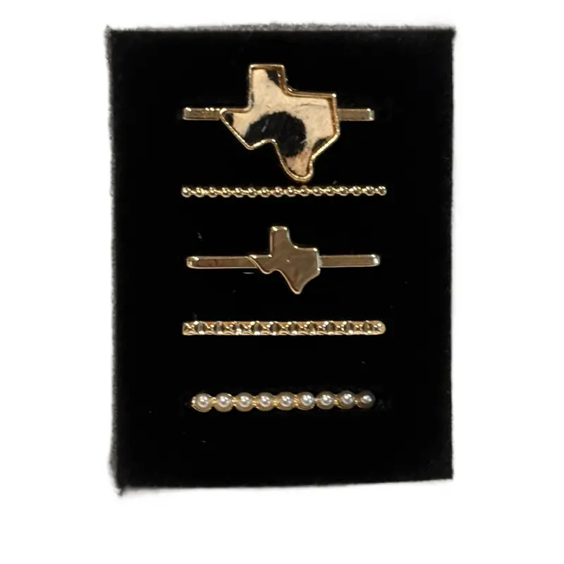 Beautiful Texas Smart Watch Charm Set - Gold-Tone State Design with Beaded Accents on Black Velvet Base
