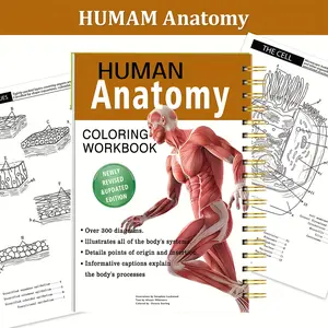 Human Anatomy Coloring Book, 128 Pages Thick Paper, over 300 Diagrams, Detailed System Descriptions, Ideal Gift for Holidays and Birthdays, Medical Coloring Book