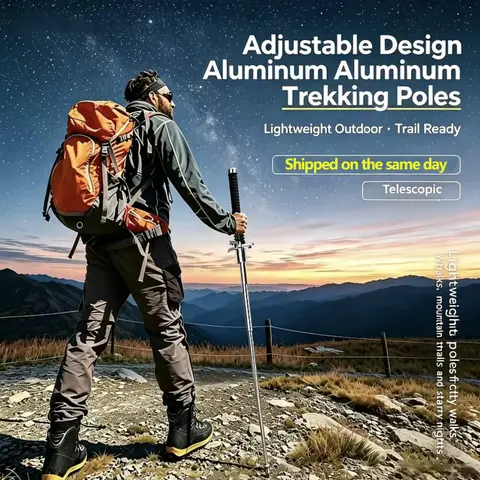 Unisex 37in Stainless Steel Retractable Trekking Poles - Casual, Slip-Resist., Durable, Portable Camping & Everyday Tools for Hikers, Ideal Gift for Outdoor Enthusiasts