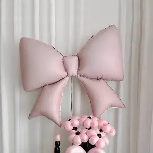 Giant Soft Pink Bow Foil Balloon - Romantic "Marry Me" Proposal Decoration, 2026 New Ballet Style Wedding Arch Supplies & Bridal Shower Decor