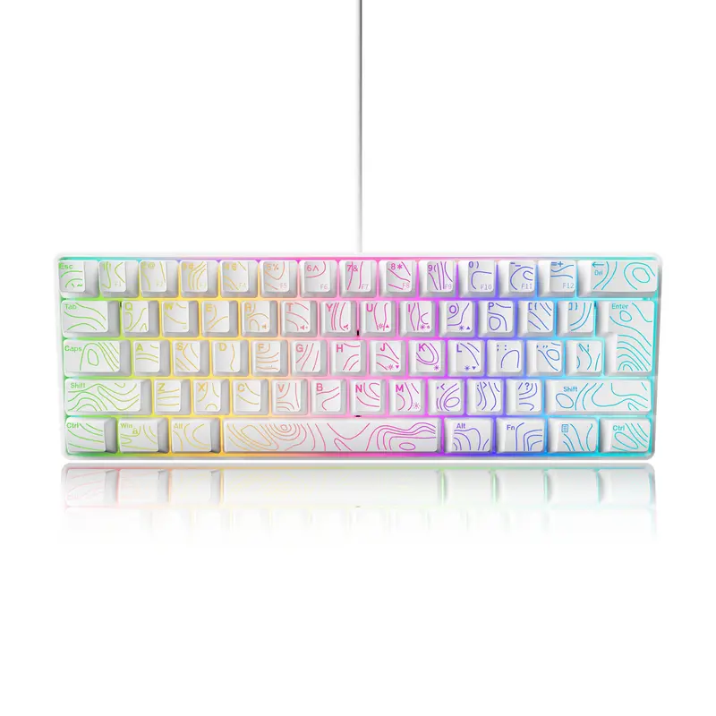 7KEYS Wired 60% Gaming Keyboard, 61-Key Mini RGB PC Accessories with 25-Key Anti-Ghosting, Black Outline Keycaps, Doubleshot PBT Durability, Lightweight Portable for Gaming PC, Laptop, Linux, Heavy Multitasking