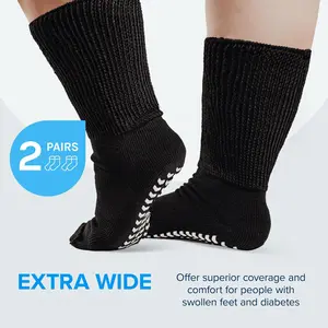 Extra Width Diabetic Socks Men Women-2 Pairs Wide Edema Sock for Swollen Feet,Non Slip Cast Bariatric Socks Comfort Comfortable ultra comfy soft breathable sport sock grip sock