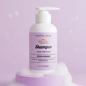 Malkia Essentials Rice Water Shampoo Vegan Organic With Argan Oil For All Hair Types Nourishing Hydrating Shine 10.1 FL OZ