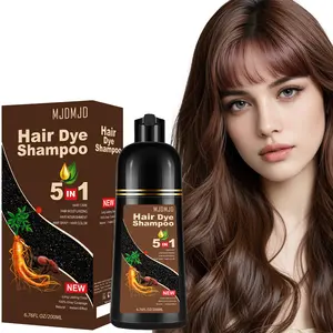 Instant Dark Brown Hair Dye Shampoo – 5-in-1 Natural Hair Coloring & Care for Gray Coverage, Herbal Ingredients, Semi-Permanent Color for Men & Women, 200ml