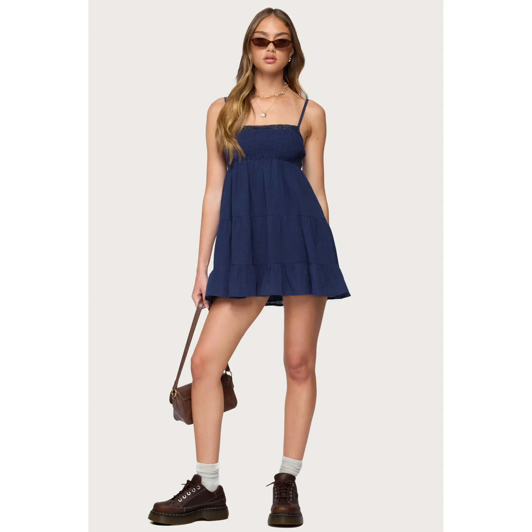 Calley Scrunchy Tiered Mini Dress