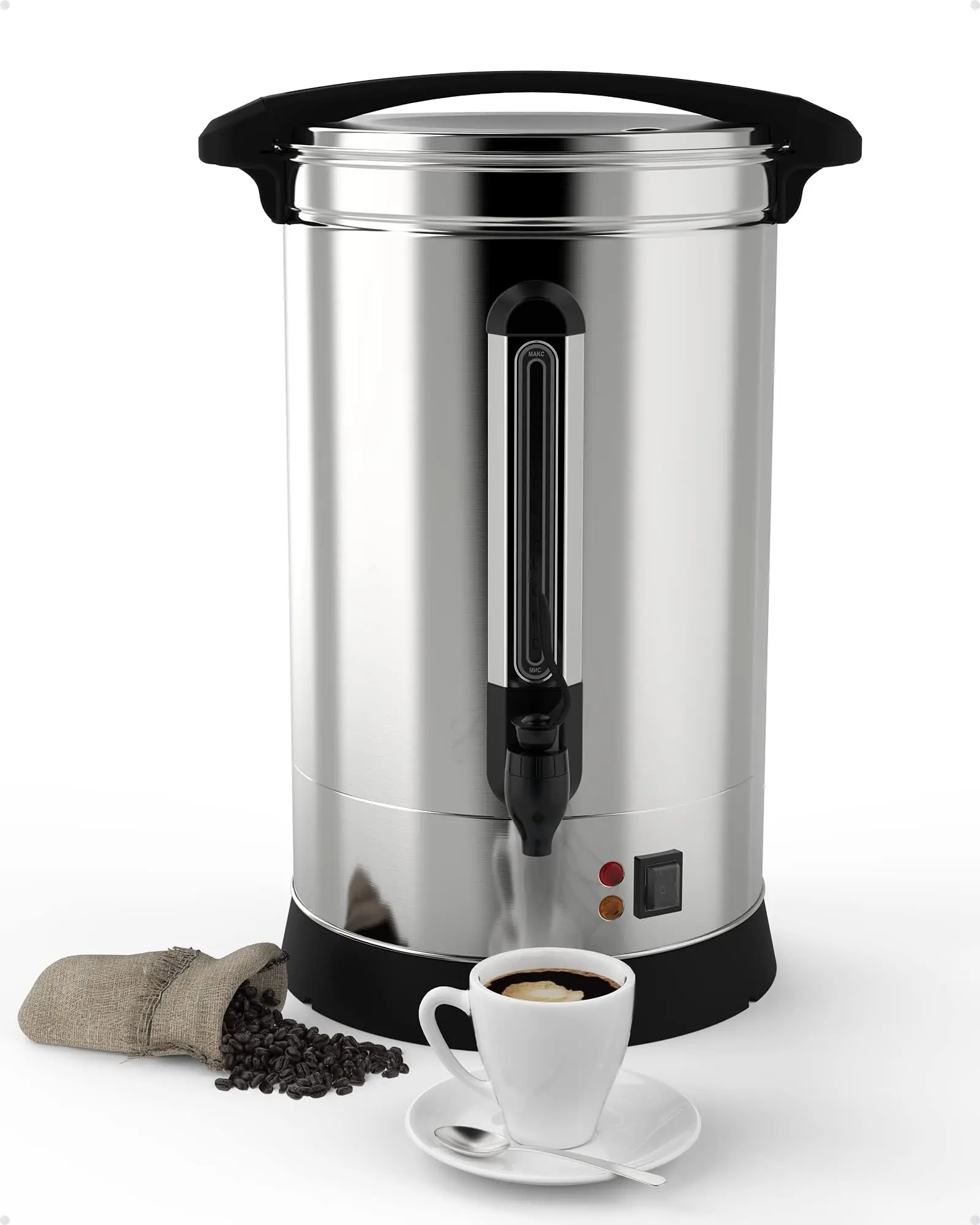 GARVEE 120 Cup Coffee Urn, 18L/4.8Gal Large Capacity Stainless Steel Hot Beverage Dispenser, Fast Brew Rapid Extraction, Auto Temperature Control Faucet, Commercial Hot Water Urn for Party Buffet Catering