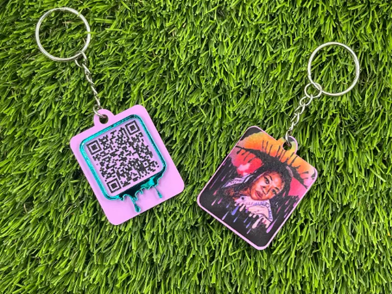 Personalized Sublimation  QR Code Keychain