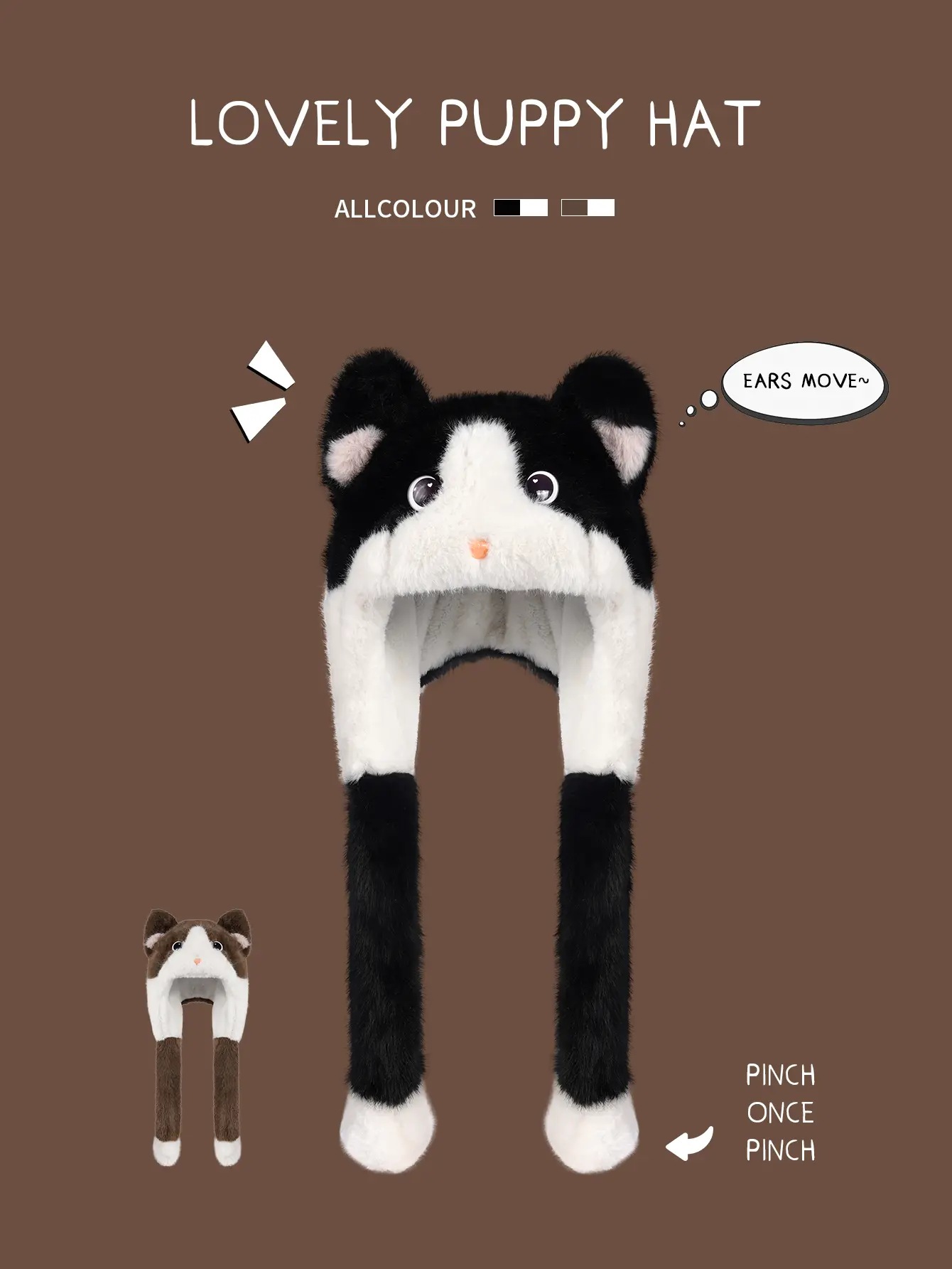 Original design  Cartoon-style cute and warm ear protection hat that moves and makes sounds, ideal for autumn and winter with extra thickness for cold protection.