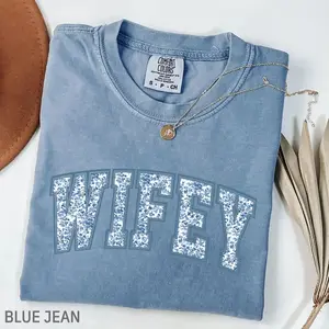 Comfort Colors Toile Floral Wifey TShirt, Wedding Gifts, Engagement Gift, Bride Gifts, Just Married Tee, Wife T-Shirt, Bridal Shower Gifts - TrendWear USA