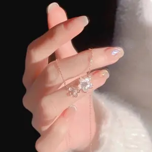 2Pcs Cherry Blossom Necklace Female Niche Fritillary Design Versatile Peach Blossom Clavicle Premium New High-value Gift Girlfriend Girlfriend Chain, Mother's Day Gift shippin random shipping live shopping