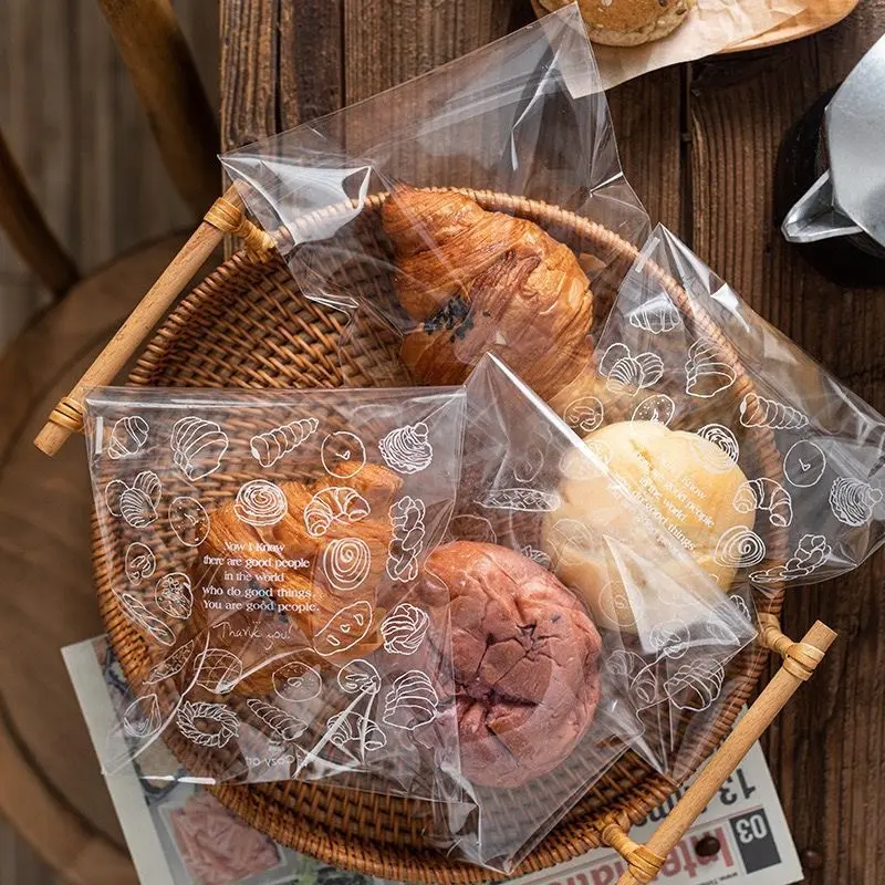 [Clearance Sale]50/100/200 transparent biscuit bag, 5x7 inch self sealing glass paper bag, resealable glass paper bag, used for packaging biscuits, bread, candy
