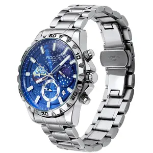 ROCOS Genuine 2025 New Sun and Moon Star Series Multifunctional Trend Men's high quality Watches Quartz Luminous Waterproof Watches Blue Rare Watches Luxury sport